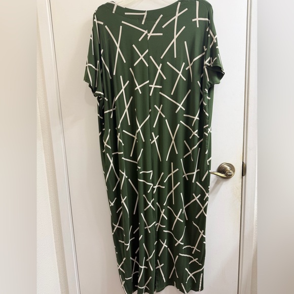 Fighting Eel Olive and White Midi Chopstick Dress - Picture 3 of 5